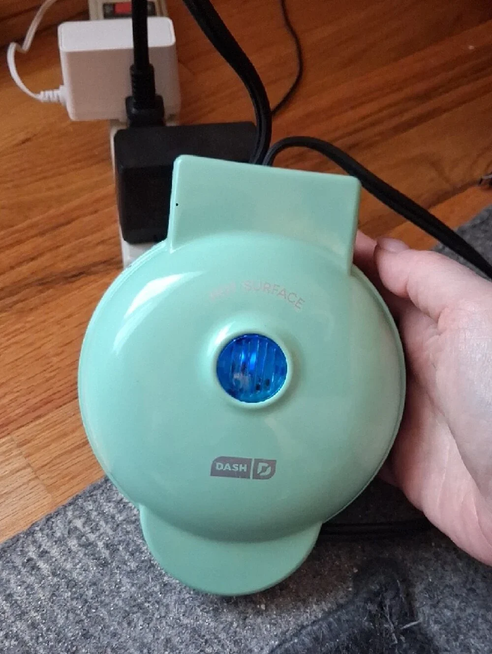 DASH Mini Waffle Maker in Mint Green and Black